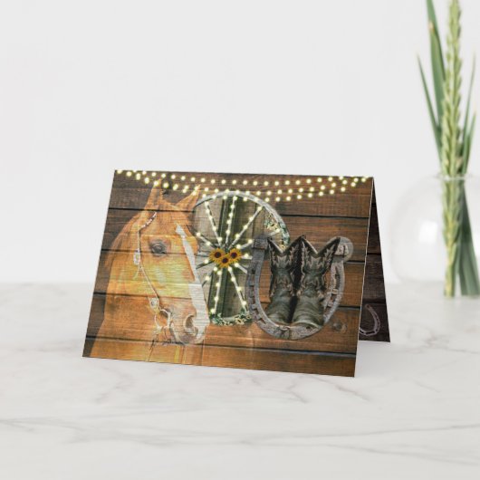 Western Hoefijzer zwoegwiel Cowboy Boots Kaart (Voorkant)