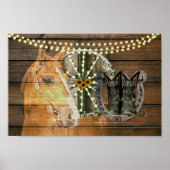Western Hoefijzer zwoegwiel Cowboy Boots Poster (Voorkant)