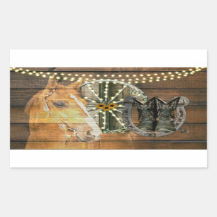 Western Hoefijzer zwoegwiel Cowboy Boots Rechthoekige Sticker