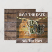 Western Hoefijzer zwoegwiel Cowboy Boots Save The Date (Voorkant / Achterkant)