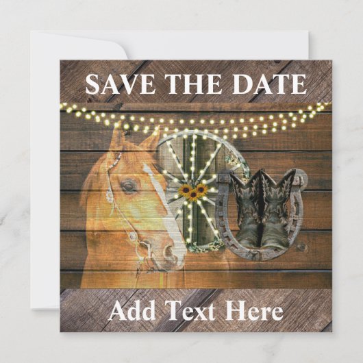 Western Hoefijzer zwoegwiel Cowboy Boots Save The Date (Voorkant)