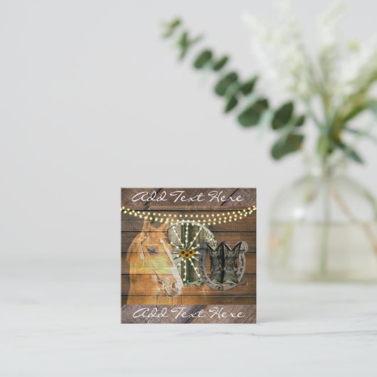 Western Hoefijzer zwoegwiel Cowboy Boots Vierkante Visitekaartje (Staand voorkant)