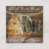 Western Hoefijzer zwoegwiel Cowboy Boots Vierkante Visitekaartje (Voorkant)