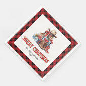 Western holiday napkins with buffalo plaid accent servet (Hoek)