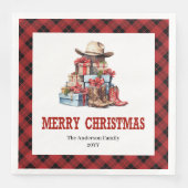 Western holiday napkins with buffalo plaid accent servet (Voorkant)