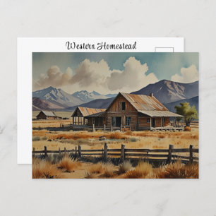 Western Homestead Ranch Boerderij Waterverf schild Briefkaart