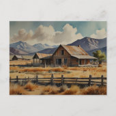 Western Homestead Ranch Boerderij Waterverf schild Briefkaart (Voorkant)