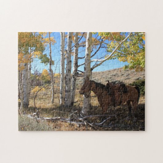 Western Horse Autumn Aspen Puzzle Legpuzzel (Horizontaal)