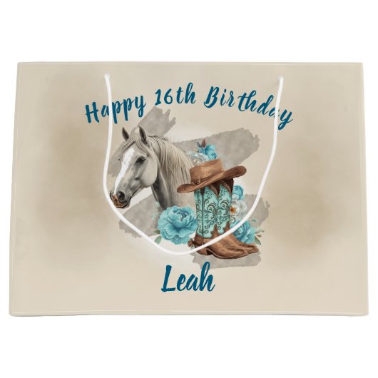 Western Horse Birthday Gift Bag –  Groot Cadeauzakje (Voorkant)