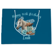 Western Horse Birthday Gift Bag – Navy  Groot Cadeauzakje (Voorkant)