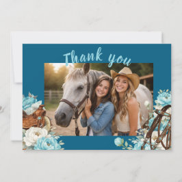 Western Horse Birthday Thank You Card – Navy Bedankkaart