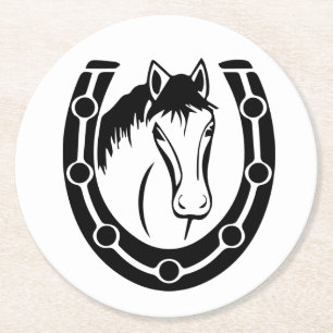 Western Horse Country Wedding Hoefijzer Rustiek Ronde Kartonnen Onderzetter
