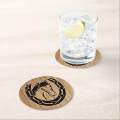 Western Horse Country Wedding Hoefijzer Wood Ronde Kartonnen Onderzetter (Insitu)