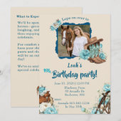 Western Horse Floral Birthday Invitation – Cream Kaart (Voorkant / Achterkant)