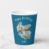 Western Horse Floral Equestrian- Navy Papieren Bekers (Voorkant)