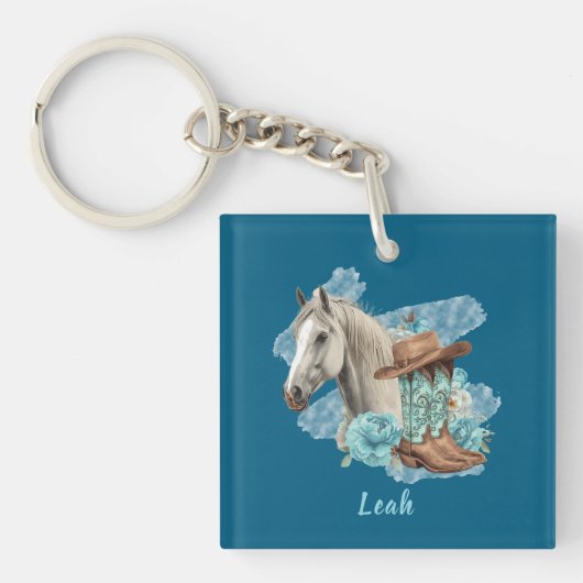 Western Horse Floral Keychain (Voorkant)