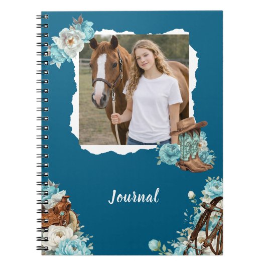 Western Horse Floral Personalized Notebook Notitieboek (Voorkant)