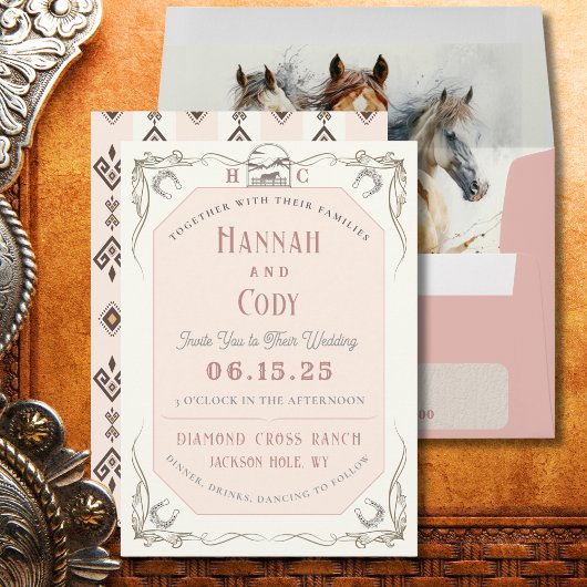 Western Horse Lovers Wedding Invitation Kaart