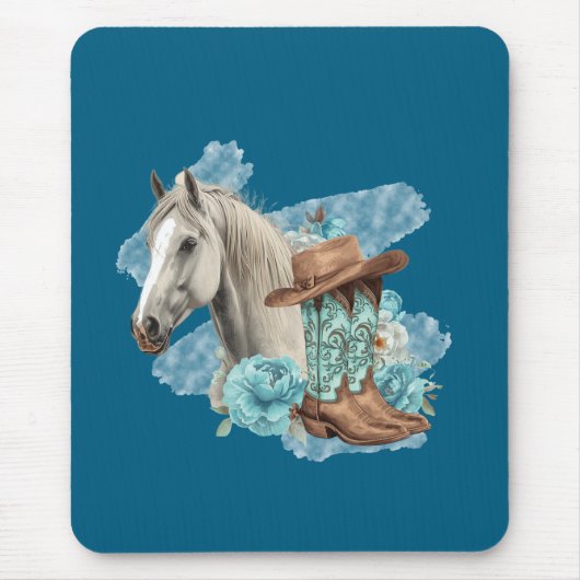 Western Horse Mouse Pad- Navy Muismat (Voorkant)