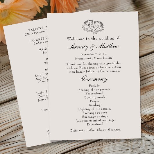 Western Horse Rustic Elegant Country Wedding Programmakaart