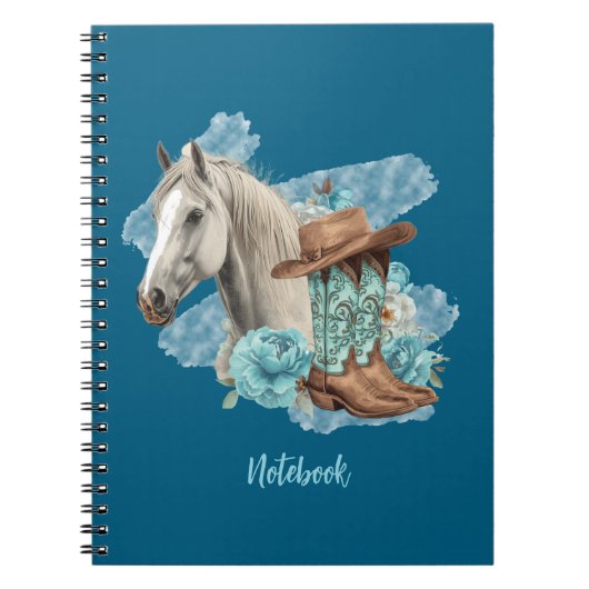 Western Horse Spiral NoteBook- Navy Notitieboek (Voorkant)