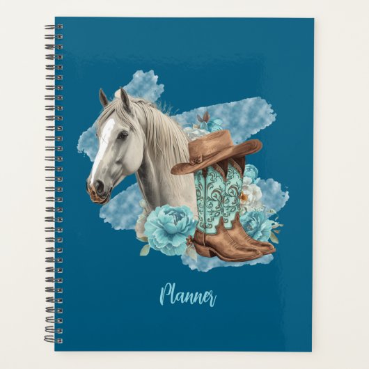 Western Horse Spiral Planner - Navy (Voorkant)