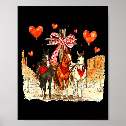 Western Horse Valentine Funny Western Valentines D Poster (Voorkant)