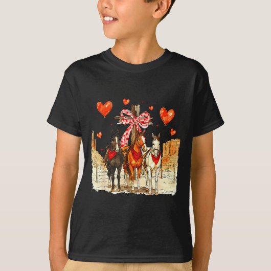 Western Horse Valentine Funny Western Valentines D T-shirt (Voorkant)