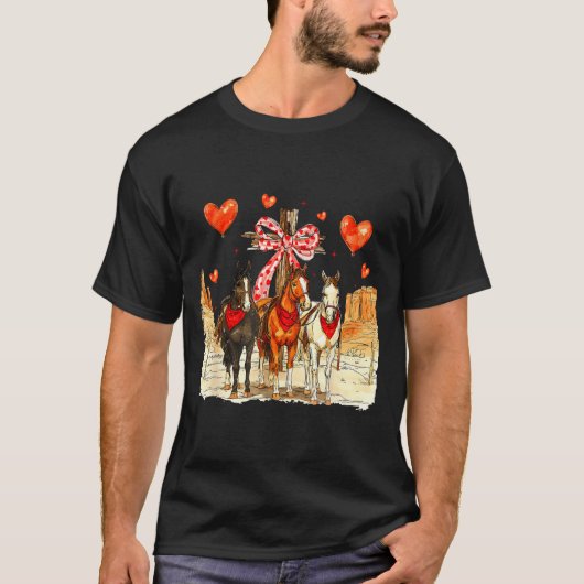 Western Horse Valentine Funny Western Valentines D T-shirt (Voorkant)