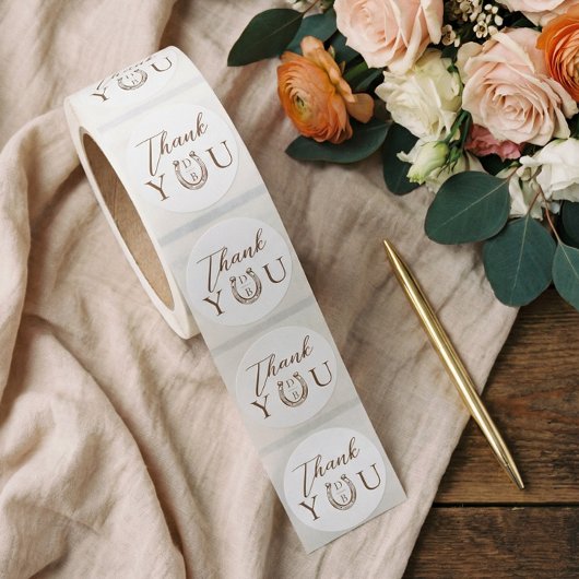 Western Horseshoe Monogram Wedding Thank You Ronde Sticker