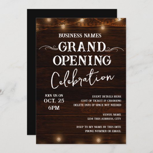 Western Hout Bedrijf Grote Opening Kaart (Voorkant / Achterkant)