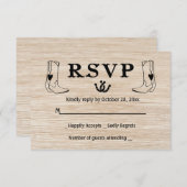 Western Hout RSVP Land Bruiloft Cowboy Laarzen R (Voorkant / Achterkant)