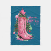 Western , Howdy Christmas And Tree, Nk Cowboy Boot Fleece Deken (Voorkant)