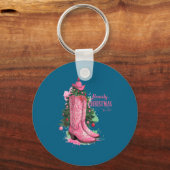 Western , Howdy Christmas And Tree, Nk Cowboy Boot Sleutelhanger (Voorkant)