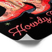 Western Howdy Christmas Cowgirl Boot Coquette Bow  Poster (Hoek)