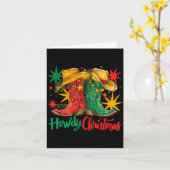 Western Howdy Christmas Cowgirl Boot Hat Christmas Kaart (Gele Bloem)