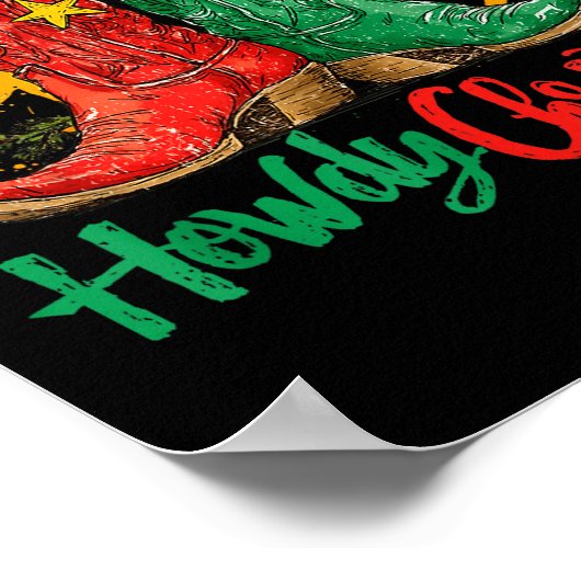 Western Howdy Christmas Cowgirl Boot Hat Christmas Poster (Hoek)