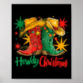 Western Howdy Christmas Cowgirl Boot Hat Christmas Poster (Voorkant)