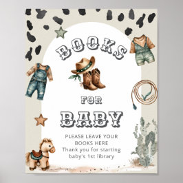 Western Howdy Cowboy Baby Shower Books for Baby Poster