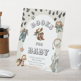 Western Howdy Cowboy Baby Shower Books for Baby Reclamebord Met Voetstuk
