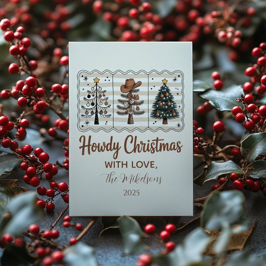 Western Howdy Cowboy Christmas Feestdagenkaart