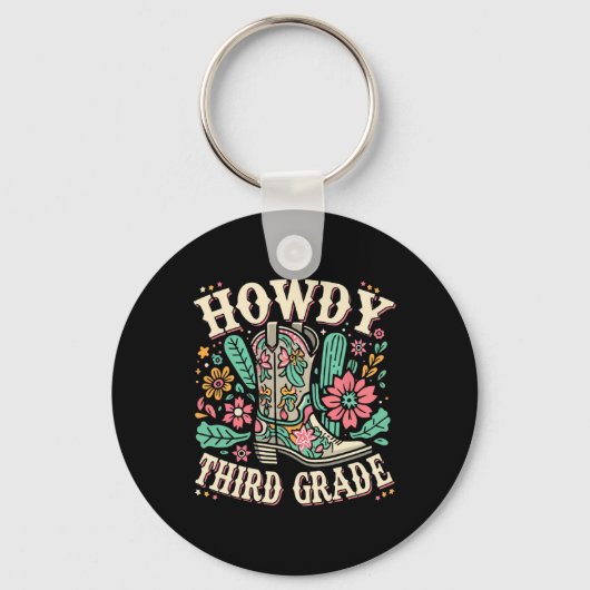 Western Howdy Derde Klas Terug naar School 3e Klas Sleutelhanger (Voorkant)