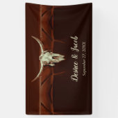 Western huwelijk bruin land bull schedel spandoek (Verticaal)
