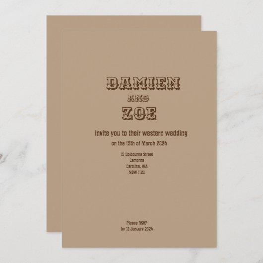 Western huwelijk kaart (Voorkant / Achterkant)