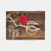 Western huwelijk rode rozen en paardenbit fleece deken (Voorkant (Horizontaal))