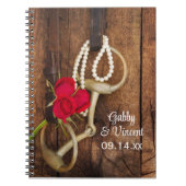 Western huwelijk rode rozen en paardenbit notitieboek (Voorkant)