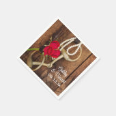 Western huwelijk rode rozen en paardenbit servetten (Hoek)