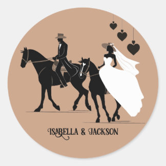 Western huwelijk ronde sticker