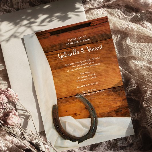 Western huwelijk tussen hoefijzer en Satin Kaart