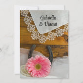 Western huwelijk tussen Roze Daisy en Lace Kaart (Voorkant)